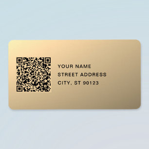 Omedelbart redigerbar QR-kodmall Faux Guld Adressetikett