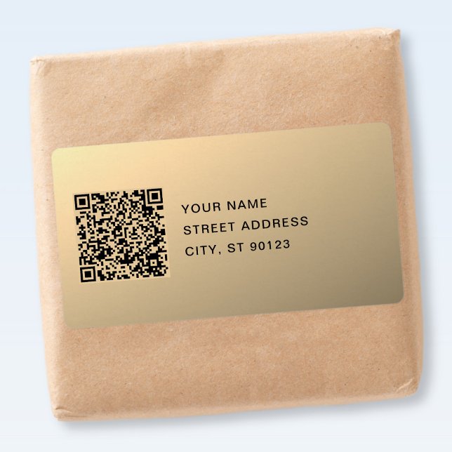 Omedelbart redigerbar QR-kodmall | Faux Guld Fraktsedel (Skapare uppladdad)