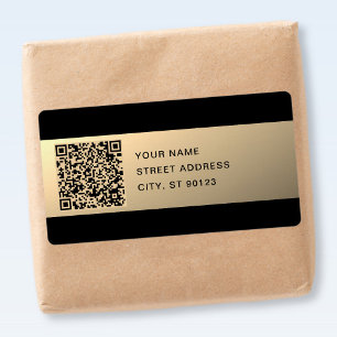 Omedelbart redigerbar QR-kodmall   Faux Guld Fraktsedel