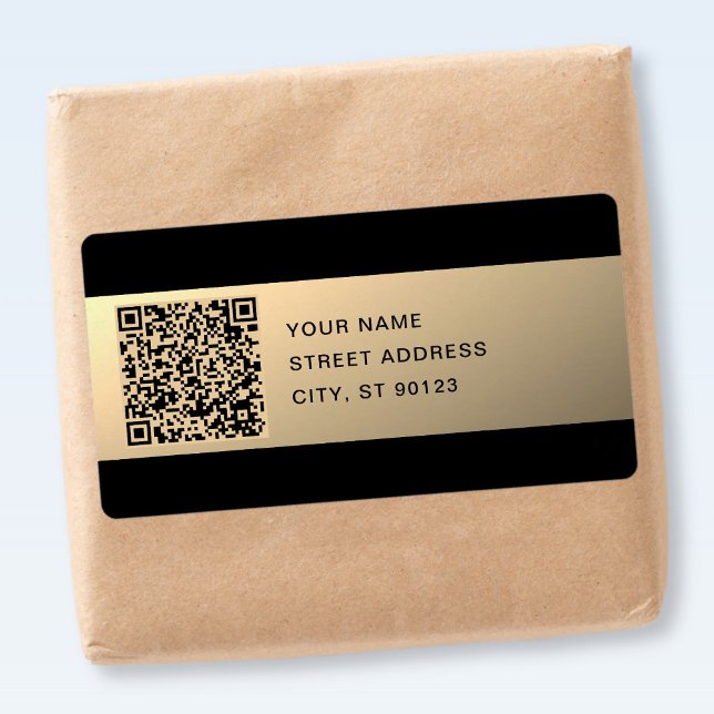 Omedelbart redigerbar QR-kodmall | Faux Guld Fraktsedel (Skapare uppladdad)