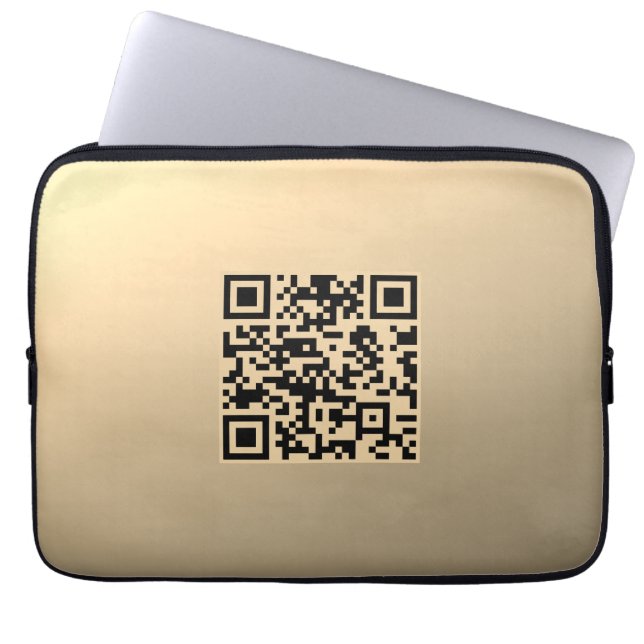 Omedelbart redigerbar QR-kodmall | Faux Guld Laptop Fodral (Framsidan)