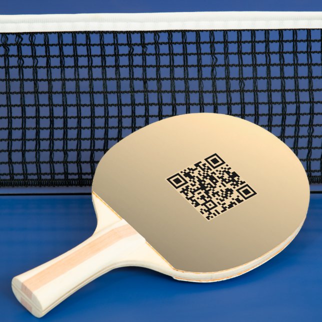 Omedelbart redigerbar QR-kodmall | Faux Guld Pingisracket (Insitu)