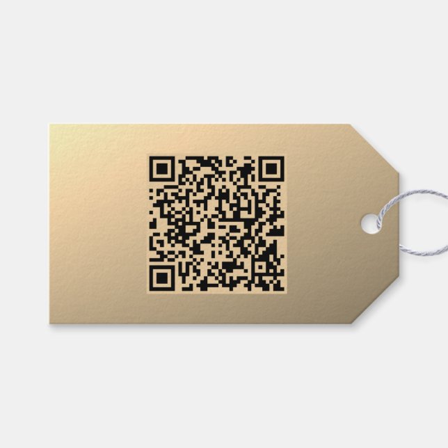 Omedelbart redigerbar QR-kodmall | Faux Guld Presentetikett (Framsidan (Horisontell))