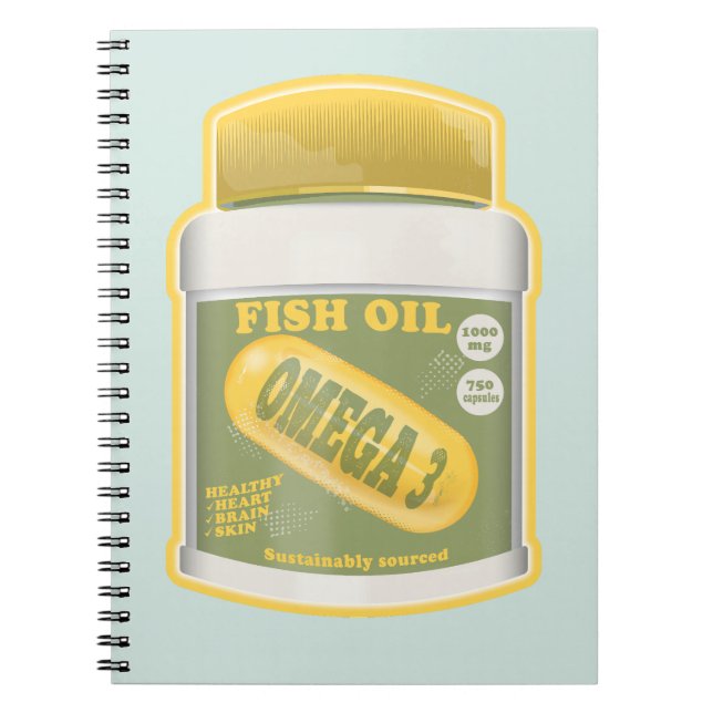 Omega 3 fiskolja anteckningsbok (Framsidan)