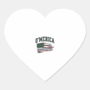 O'Merica Vintage Distressed Flag Skjorta Design_1 Hjärtformat Klistermärke