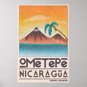 Ometepe Nicaragua Affisch Vintage Reskonst med