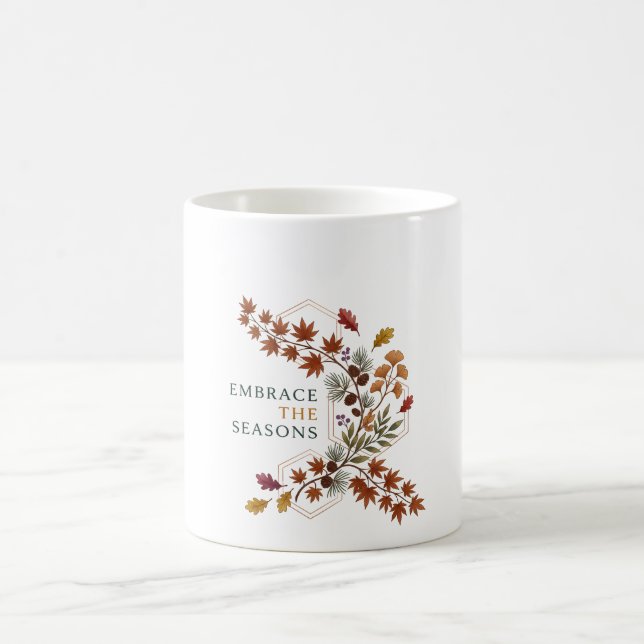 Omfamna Årstidernas Dynamiska Höst Botaniska Gren Kaffemugg (Center)