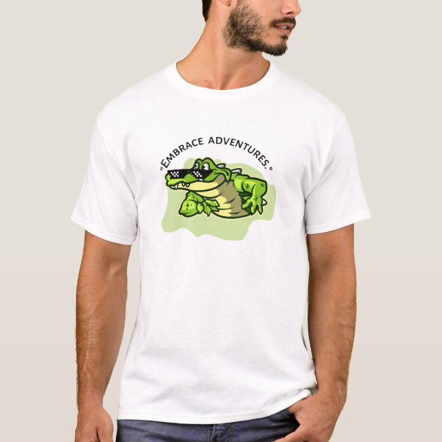 omfamna äventyrs krokodil t shirt (Framsida)
