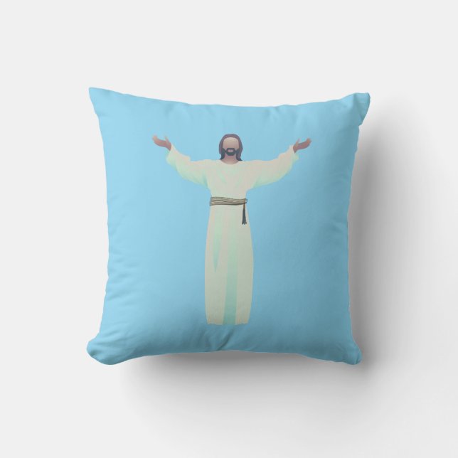 Omfamna Jesus - Kuddslip i ljusblått Kudde (Framsida)
