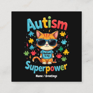 Omfamna kattälskare Autism är min superkraft Fyrkantigt Visitkort