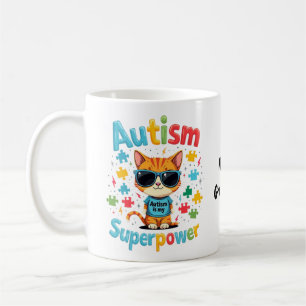 Omfamna kattälskare Autism är min superkraft  Kaffemugg