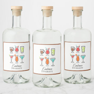 Omfamna mångfald Söt modern illustration Stil Spritflaskor Etikett