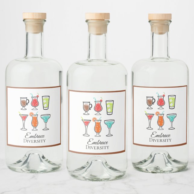 Omfamna mångfald Söt modern illustration Stil Spritflaskor Etikett (Flaskor)