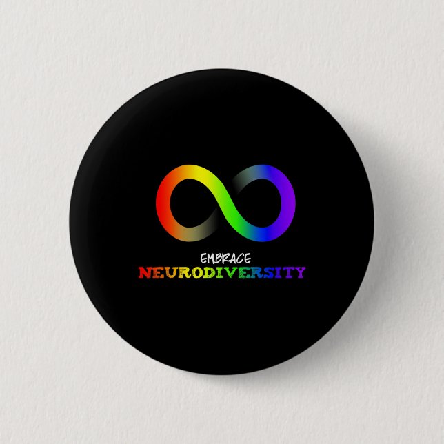Omfamna Neurodiversitet Autism Asd Adhd Regnbåge I Knapp (Framsida)