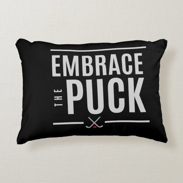 Omfamna Puck Hockey Kudd Prydnadskudde (Framsidan)