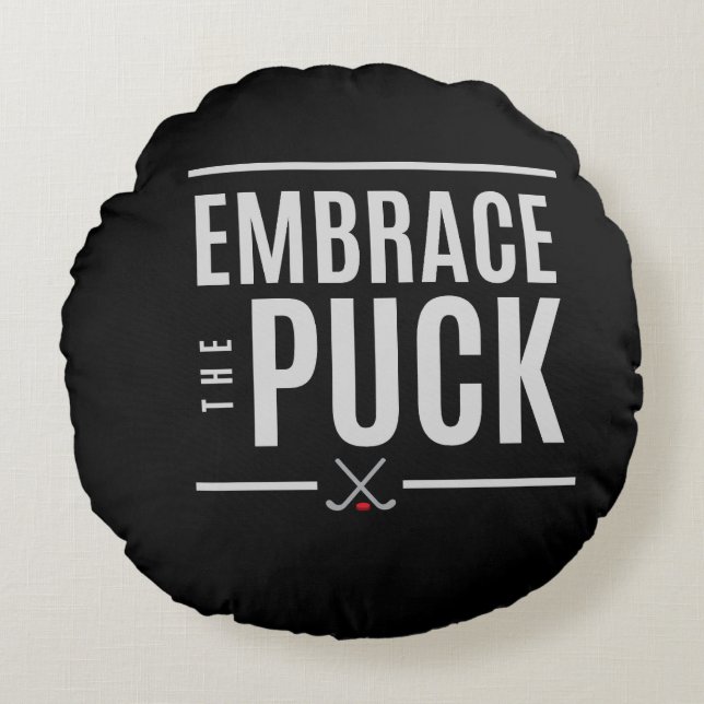 Omfamna Puck Hockey Kudd Rund Kudde (Framsidan)