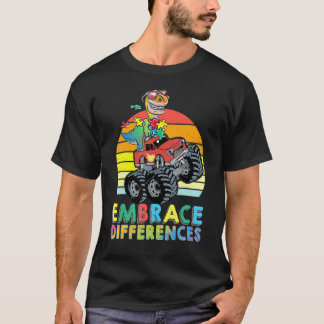 Omfamna skillnader Autism dinosaurie Monster Truck T Shirt