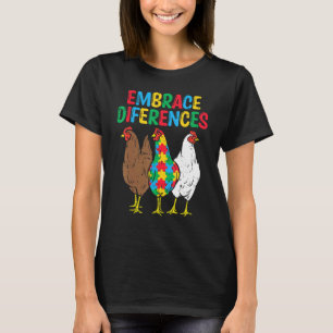 Omfamna skillnader Kycklingpussel Autism Medvetenh T Shirt