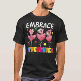 Omfamna skillnader Söt flamingoälskare Autism T Shirt