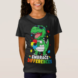 Omfamna skillnader T Rex Dinosaurie Autism Medvete Shirt