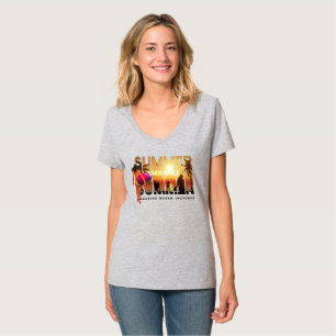 Omfamna sommaren Kvinnor V-ringad hals T Shirt