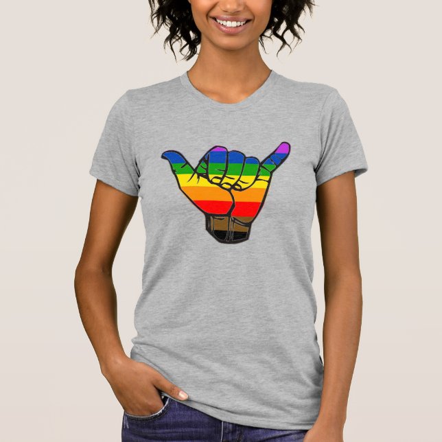 Omfattande regnbåge Shaka LGBTQ+ T Shirt (Framsida)