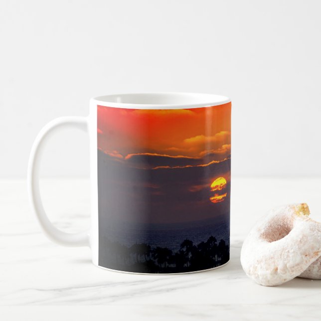 Omfattande Tacksamhet Solnedgång Strand Inspirerad Kaffemugg (Med munk)