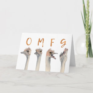 OMFG Din födelsedag   Funny Ostrich Birds Kort