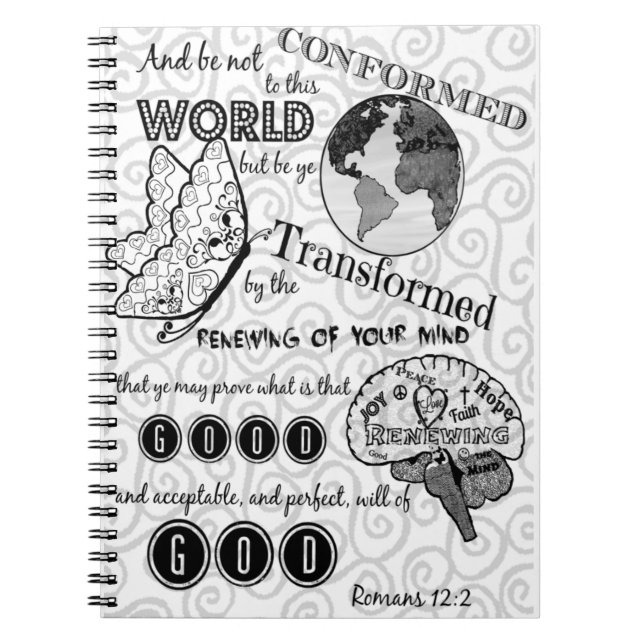 Omforma Romans12:2 Anteckningsbok Med Spiral (Framsidan)