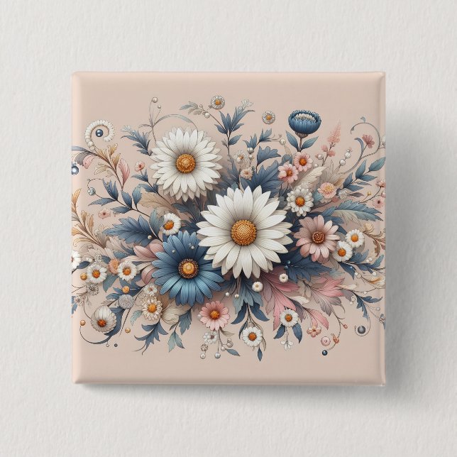 Omforma utrymmet med Blommigten Daisy för Elegant Knapp (Framsida)