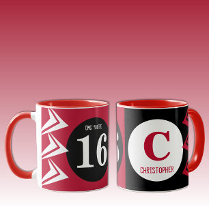 OMG att du är 16 namn- röd och svart i monogram Mugg