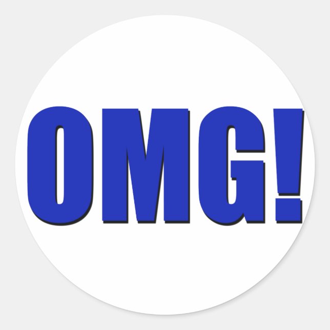 OMG, blå! Runt Klistermärke (Framsida)