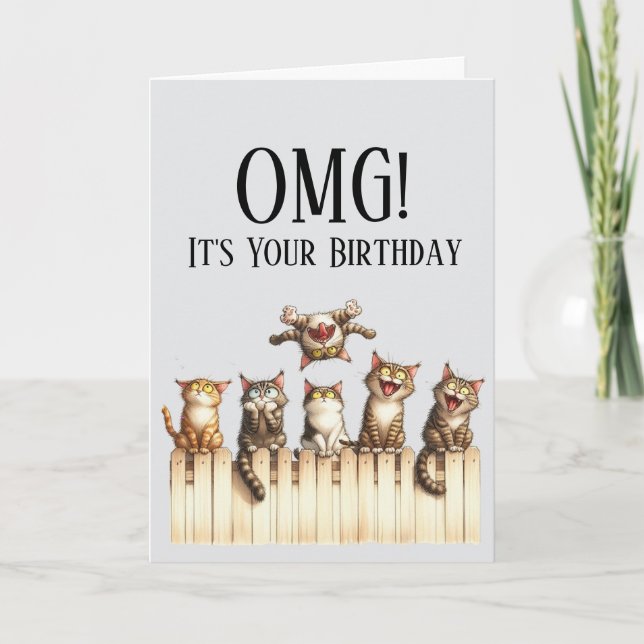 OMG Cute Cat Themme Birthday Card Helgkort (Framsida)