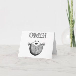 OMG Cute och FUNNY Illustrated Fish Note Card Kort