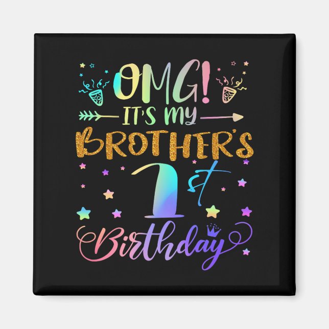 Omg dess mina bröder 1:a födelsedag 1 år gammal magnet (Framsidan)