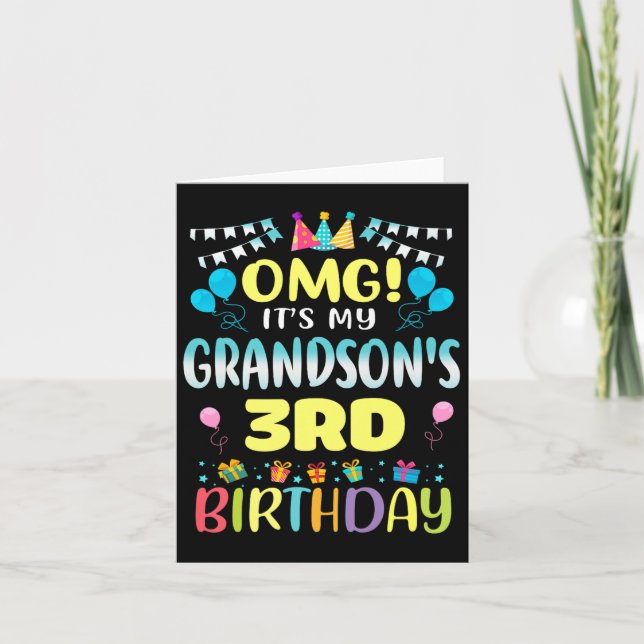 Omg dess mina Grandsons 3:e födelsedag 3 år gamla Kort (Framsida)
