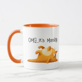OMG Det är måndag Blues Funny Gult Cat Gift Kaffemugg