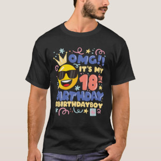 Omg! Det är min 18:e födelsedagspojke Emoticon 18- T Shirt