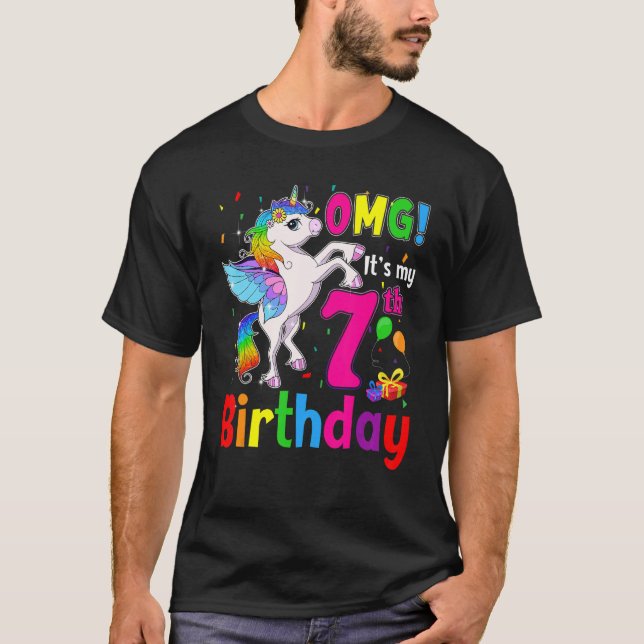 Omg Det är min 7:e-födelsedagskara, 7 år gammal T Shirt (Framsida)