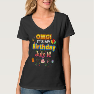 Omg Det är min födelsedag 16:e Vintagen 16 Lycklig T Shirt