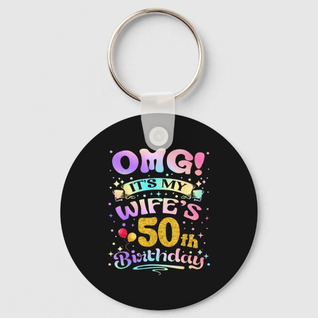 Omg Det är min frus 50-årsdag Grattis 50 år  Nyckelring (Framsida)
