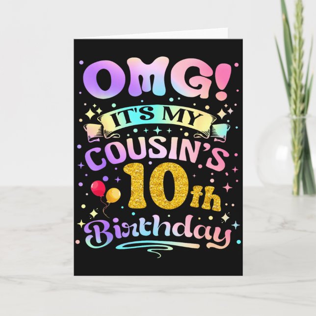 Omg Det Är Min Kusins 10-årsdag Grattis 10 År Gamm Kort (Framsida)