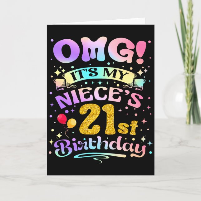 Omg det är min nieces 21-årsdag Glad 21 år Kort (Framsida)