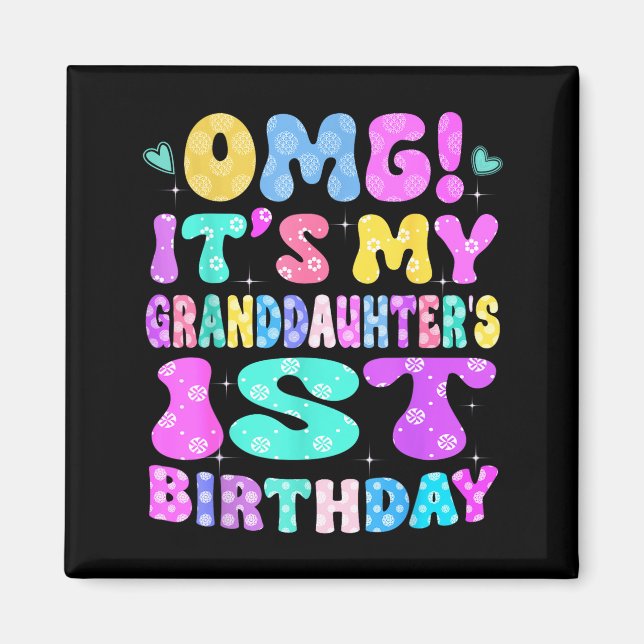 Omg Det är min sondotters 1-års födelsedag Blommor Magnet (Framsidan)