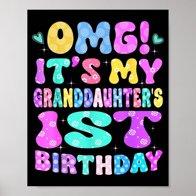 Omg Det är min sondotters 1-års födelsedag Blommor Poster (Framsidan)