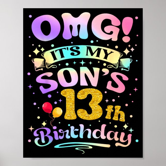 Omg det är min sons 13-årsdag Grattis 13 år  Poster (Framsidan)