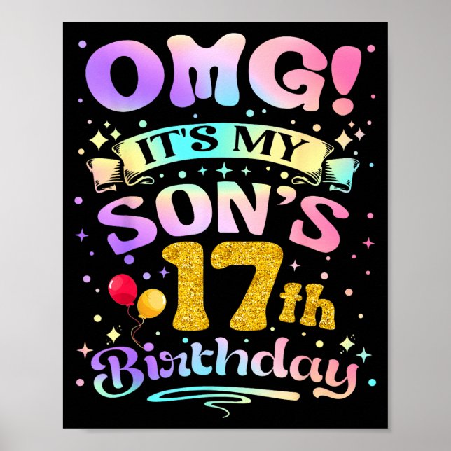 Omg det är min sons 17-årsdag Grattis 17 år  Poster (Framsidan)