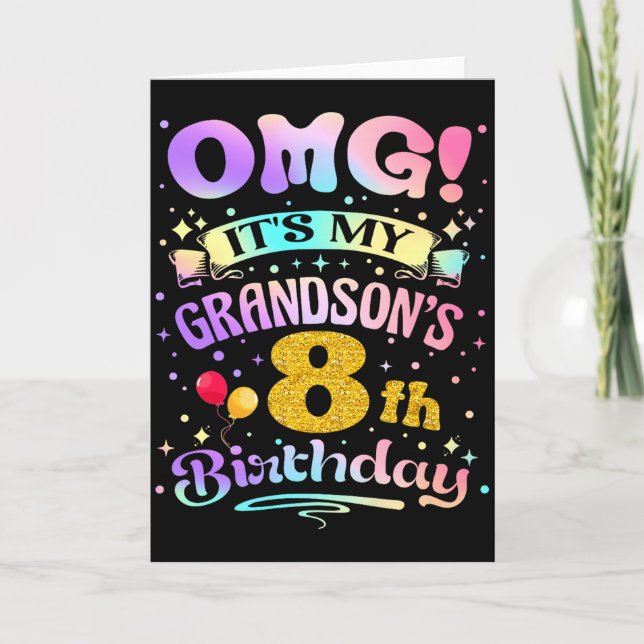 Omg Det är min sonsons 8-årsdag Grattis 8 år gamma Kort (Framsida)