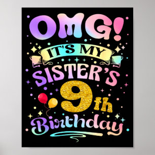 Omg Det Är Min Systers 9-årsdag Grattis 9 År Poster