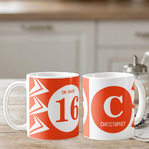 OMG du är 16 monogram namn orange och vit Kaffemugg